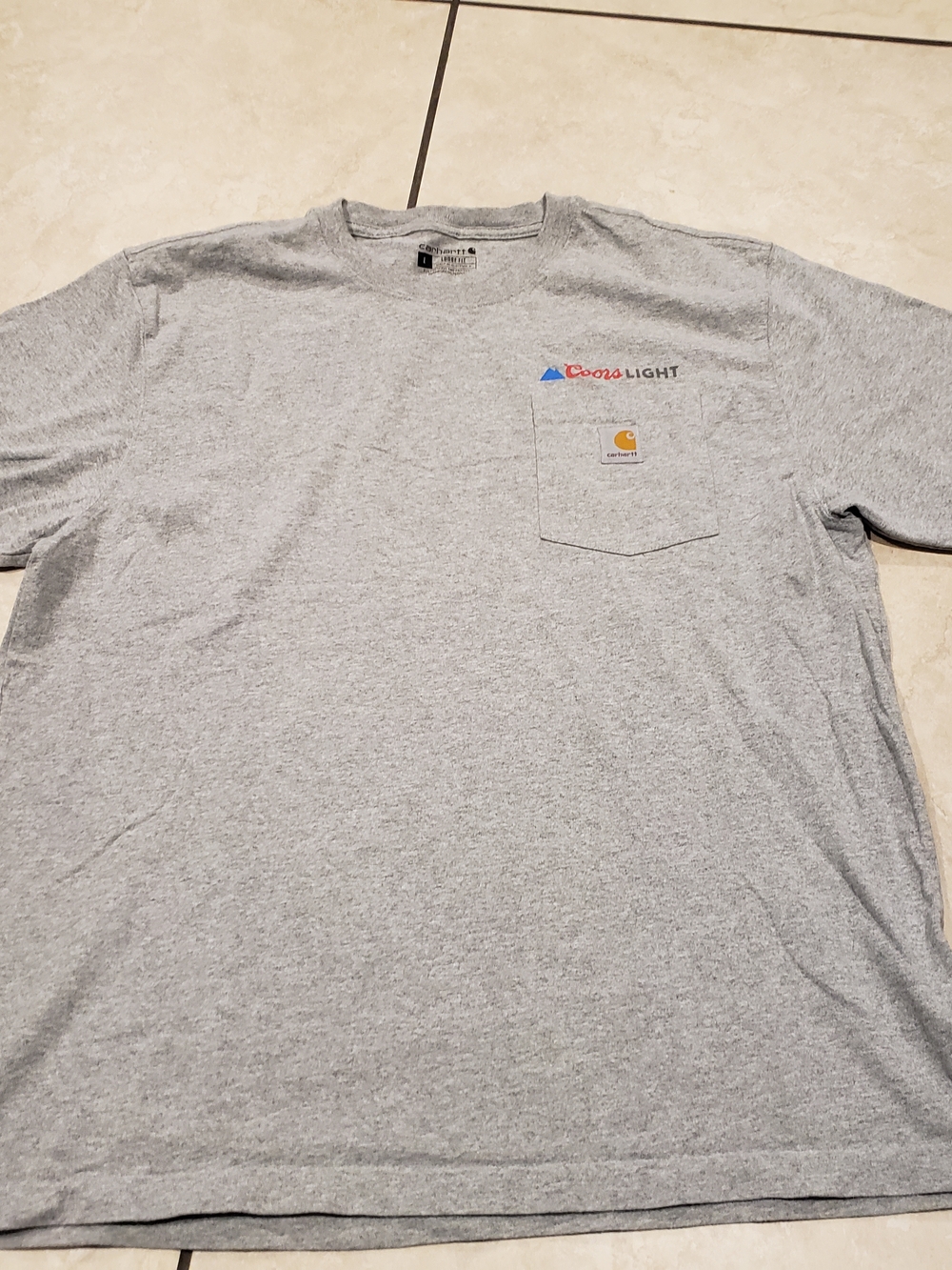 Carhartt Men’s Heather Gray Short Sleeve Pocket Tee with Logo
